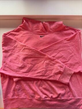 Nike Coral Pink Pullover Hoodie with Black Swoosh